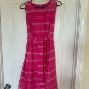 DKNY Vibrant Pink Patterned Midi Dress